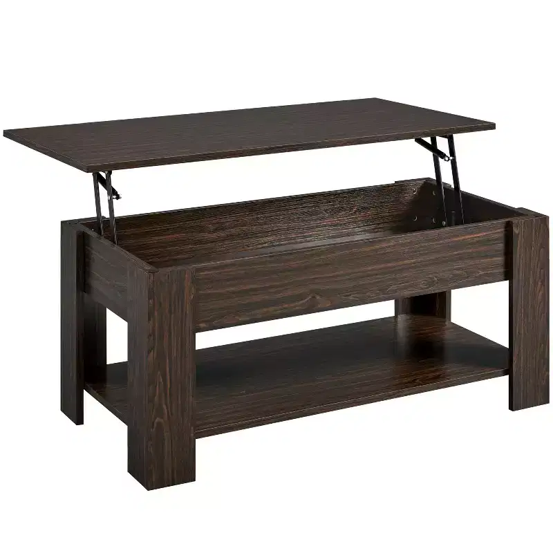 Lift Top Coffee Table with Hidden Compartment & Open Shelf For Living Room