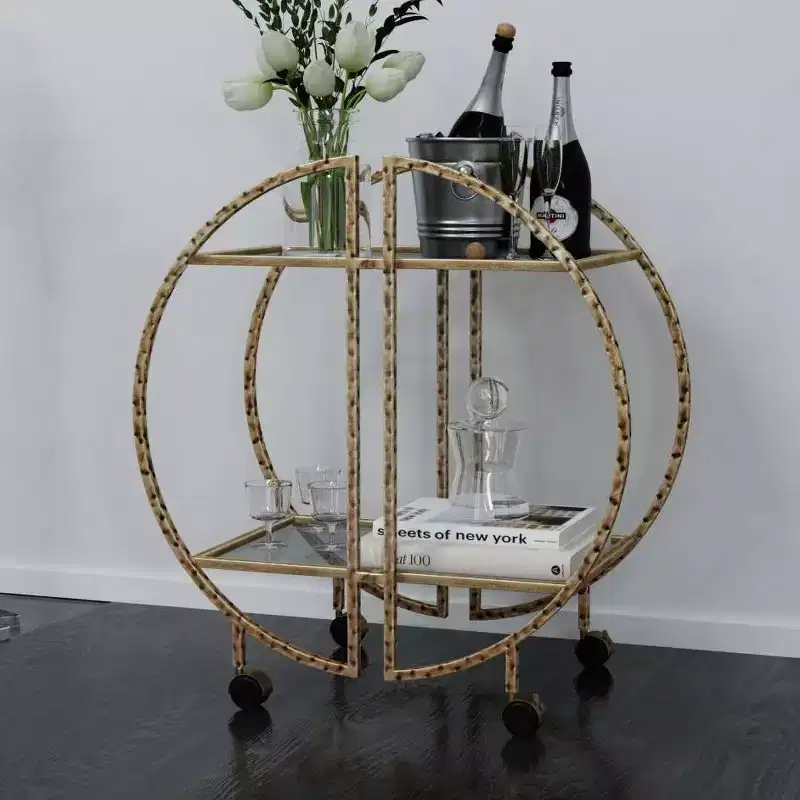 Uttermost Zelina 30 1/4 Wide Antique Gold 2-Shelf Bar Cart