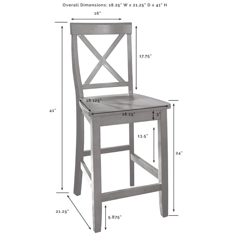 Crosley Julia Stainless Steel Top Island W/X-Back Stools - 50 W x60 D x41 H
