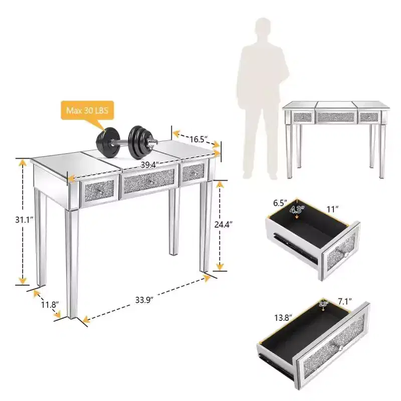 Mirrored Computer Desk