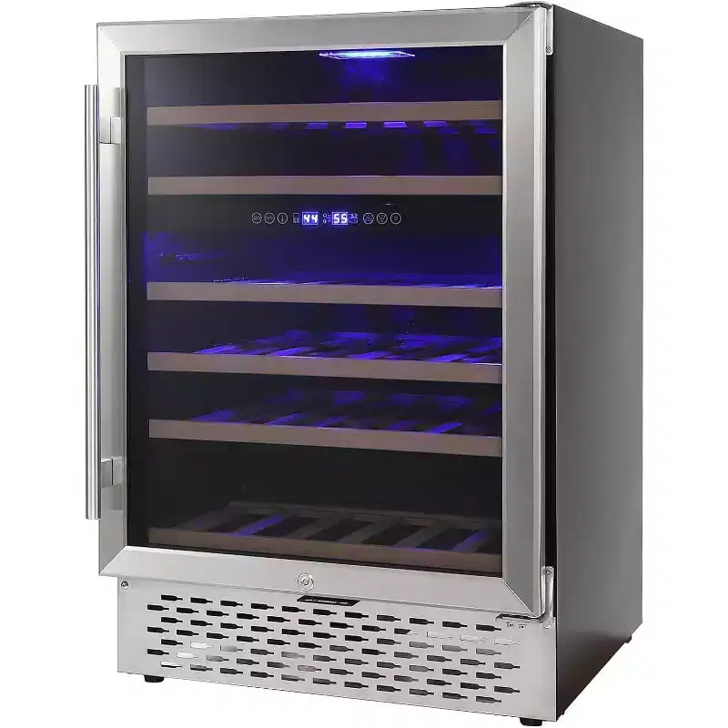 Acekool 51-Bottle Built-In Wine Cellar - White Metal Frame with Dual Zone Cooling (41-61F)