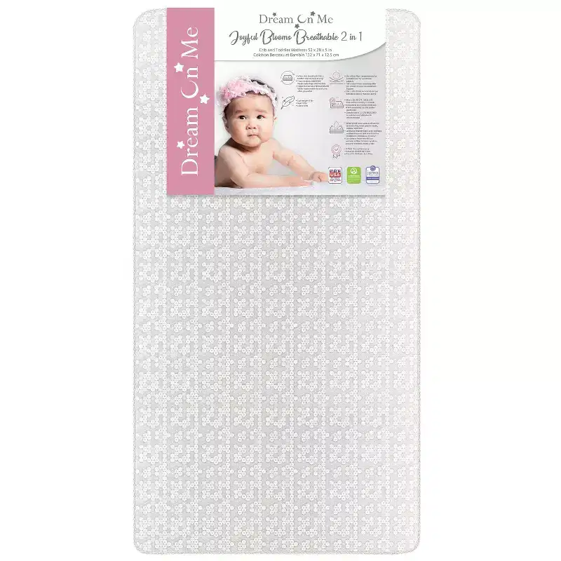 Dream On Me Breathable Orthopedic Firm Fiber Standard Crib Mattress - White: Hypoallergenic, Vinyl Cover, 5 Inch Thick, No Foam