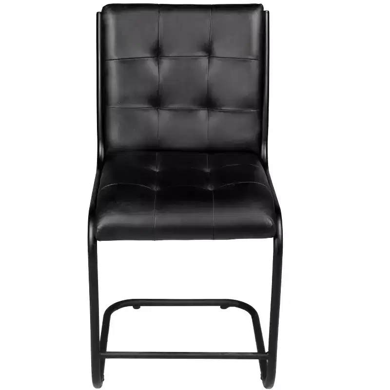 HomeRoots Tufted Black Upholstered Leather Dining Side Chair