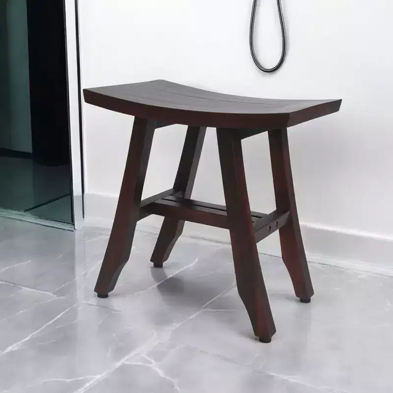 18 Dark Brown Teak Rectangular Shower Bench