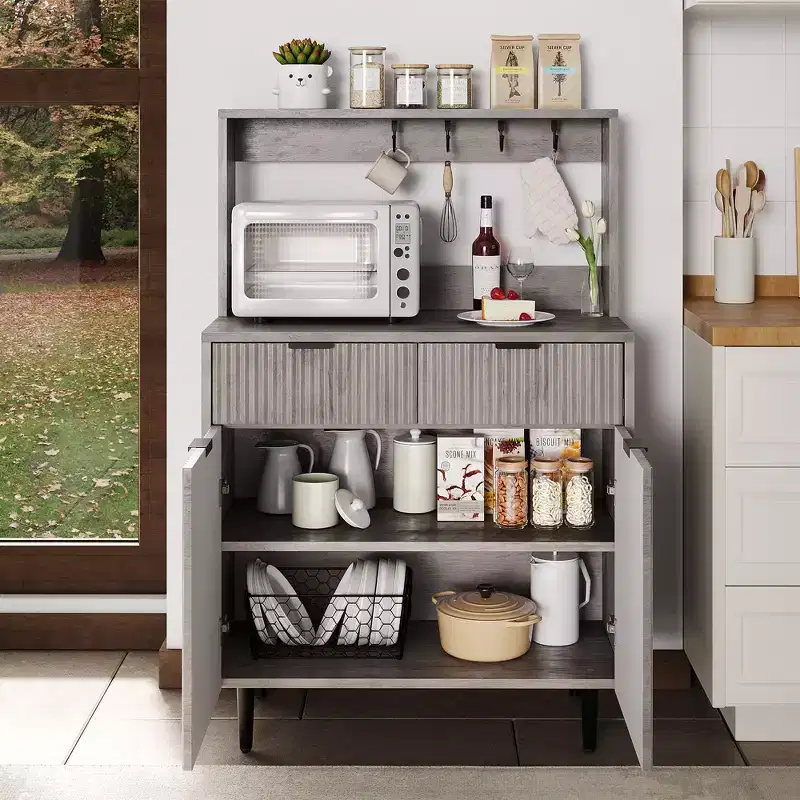 COZONY Sideboard Buffet with 2 Drawers & Adjustable Shelves, Modern Wood Console Table for Dining Room, Living Room, Kitchen, Entryway