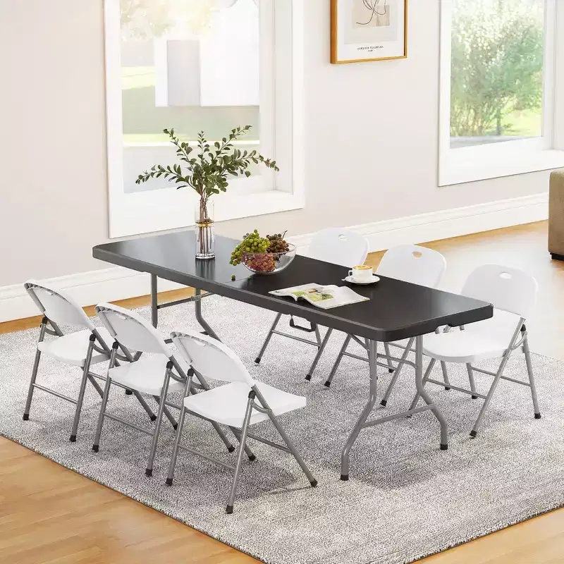 HDPE & Steel Fold-in-Half Portable Folding Table, 96
