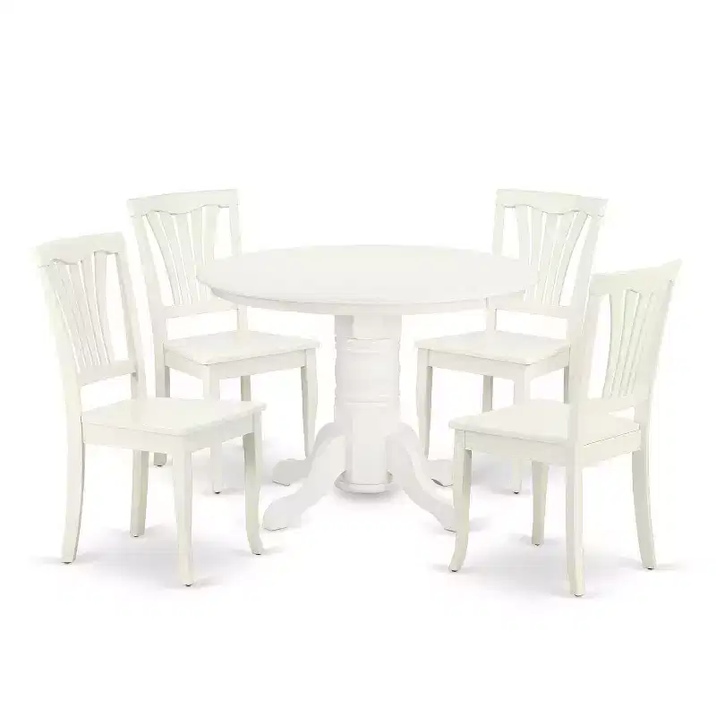 Southwestern Dining Set 5Pc Round Table & Chairs - 42 Inch Table, Vertical Slatted Design