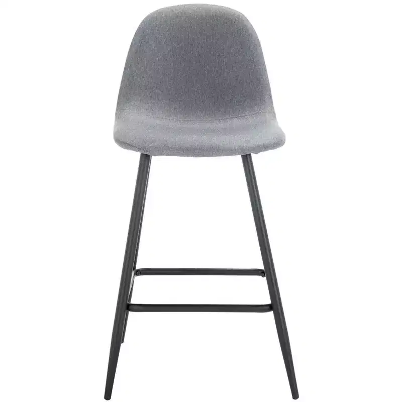 Fabric & Metal Counter Stool with Padded Back and Footrest – 35.4