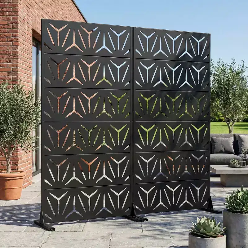 MAYEERTY Star 01 Black Galvanized Steel Room Divider, 72x35x16, 6-Piece Double-Sided Home Privacy Screen