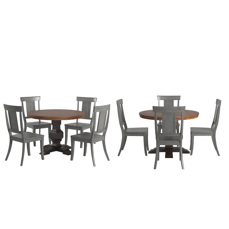 Ronda 45 Round Solid Wood Top Dining Set with Panel Back Chairs