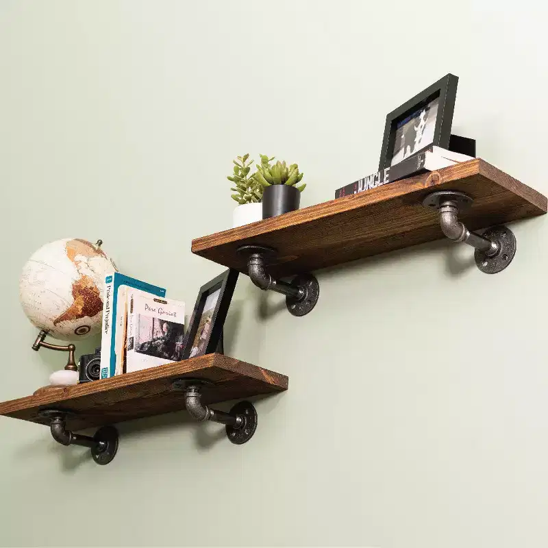 Autumn Brown 24 in. Shelves with L-Shaped Brackets