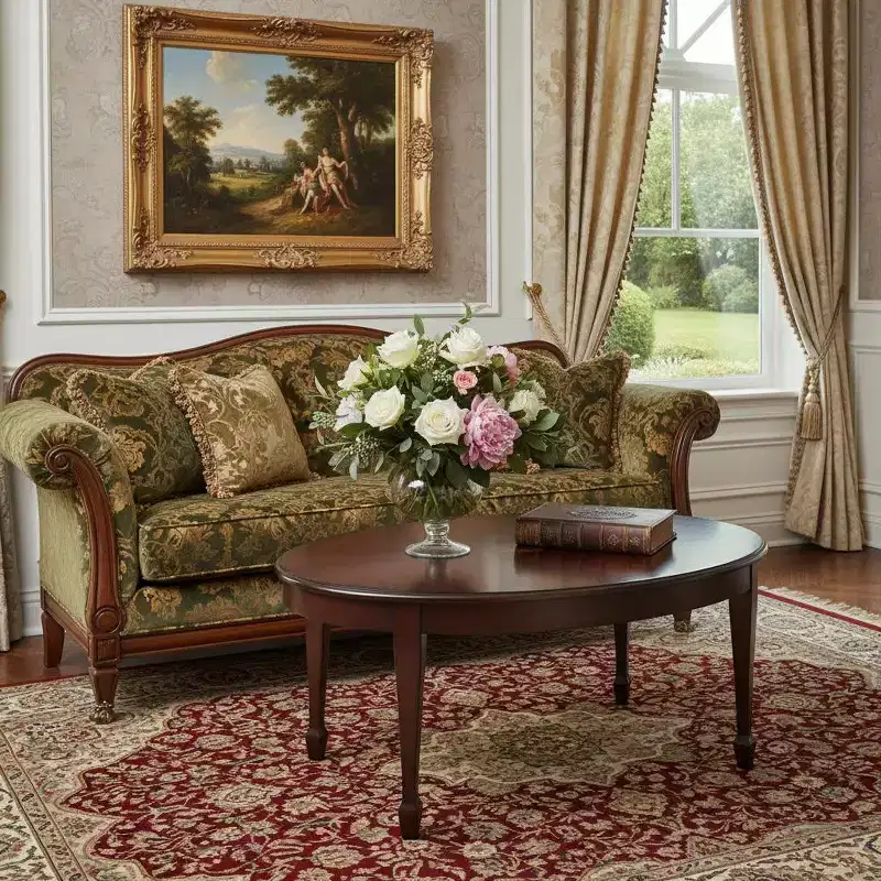 HomeRoots 38 Brown and Dark Brown Wood Oval Coffee Table