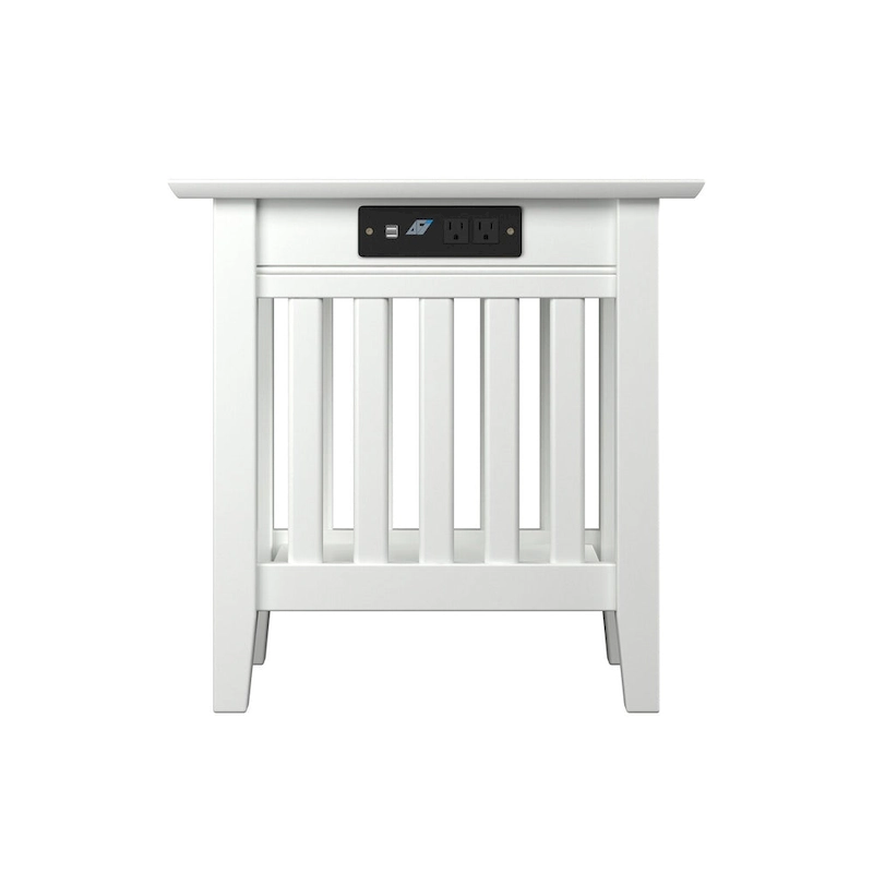 AFI Mission Chair Side Table Set of 2 with Built-in Charger