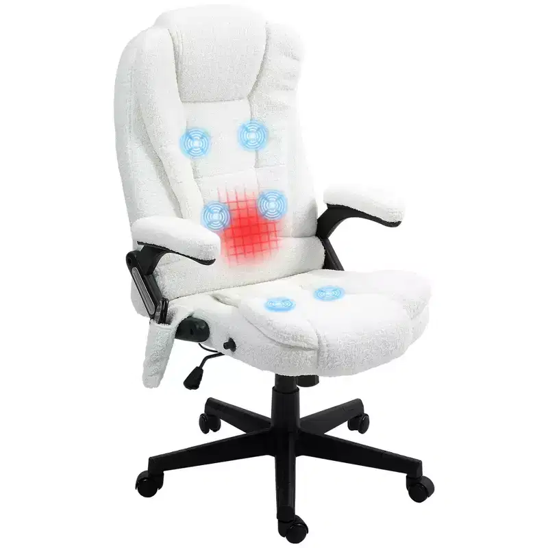 Vinsetto 6 Point Vibrating Massage Office Chair with Heat, Velvet High Back Executive Office Chair with Reclining Backrest, Armrests