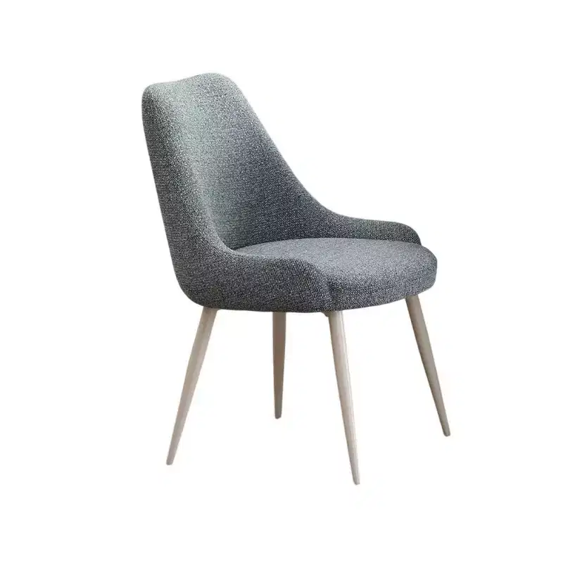 Royal Hampton Side Dining Chair Set of 2, Light Blue Boucle, Bone White Metal