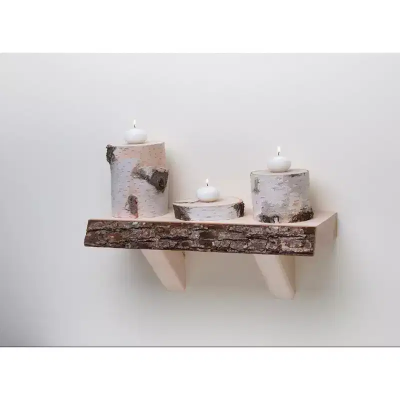Basswood Live Bark Edge Wall Shelf Kit with Mounting Brackets