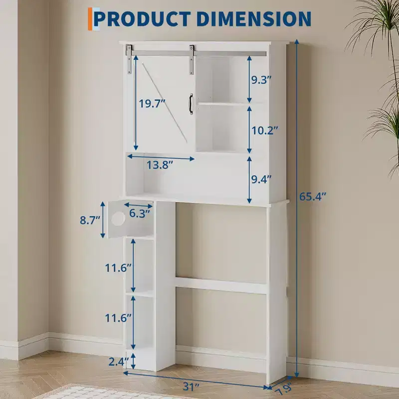 Over The Toilet Storage Cabinet, Bathroom Above Toilet Cabinet Organizer Paper Holder & Adjustable Shelves, Space Saving Toilet Rack