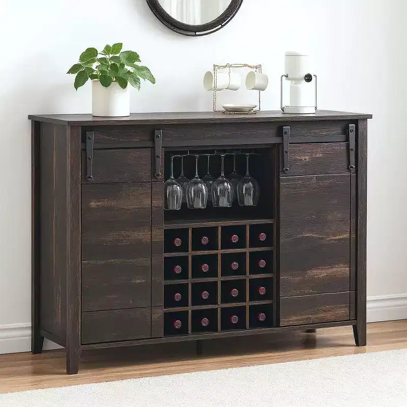 Particle Board Sliding Barn Door Buffet Cabinet 47.2