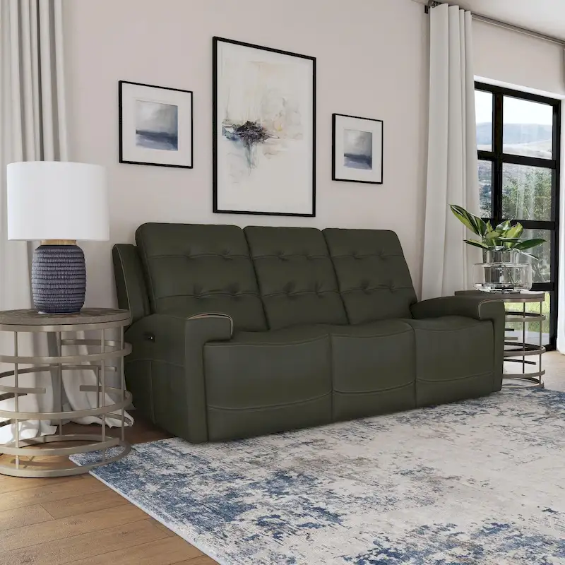 Top Grain Leather Power Reclining Sofa with Power Headrests and Zero Gravity