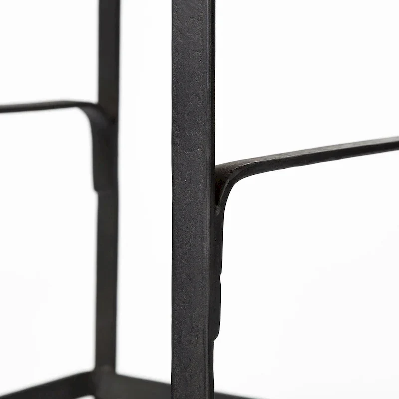Conan Medium Brown Solid Wood Seat With Black Metal Frame Counter Stool - 15.0L x 16.0W x 25.0H