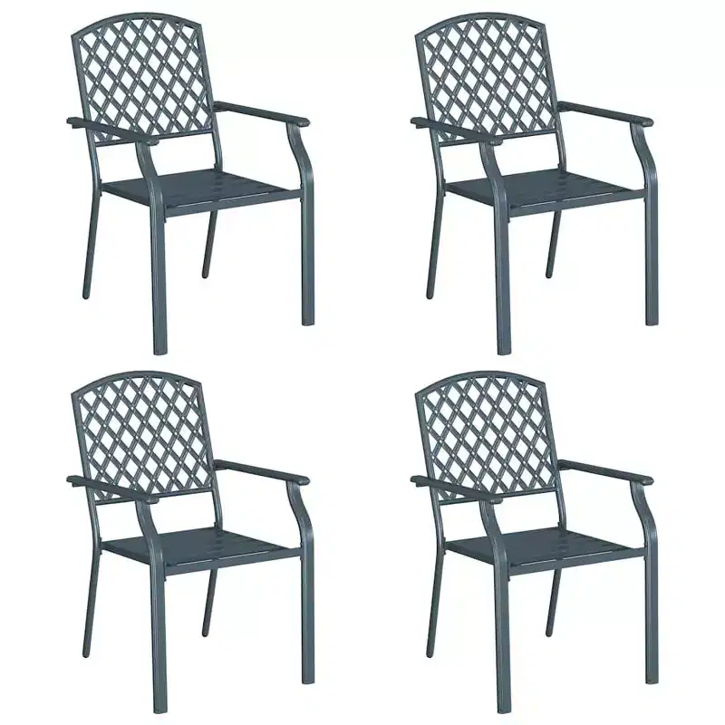 vidaXL Garden Chair 4 pcs Anthracite 22.05 x 25.59 x 35.04 in Steel