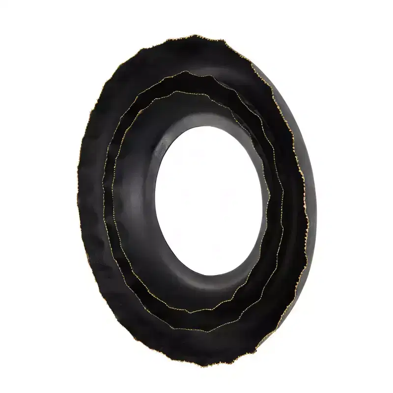 Olivia & May 27"x27" Metal Floral Layered Frame Wall Mirror: Contemporary Round Iron, No Assembly Required