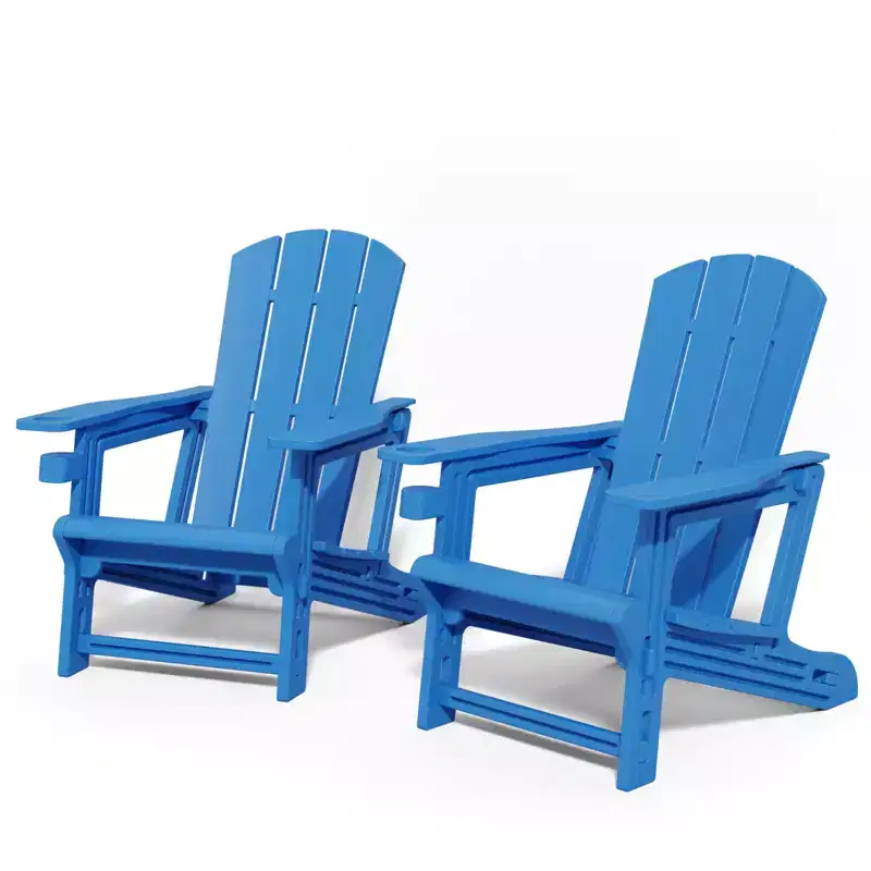 NAYSAYE Patio Chaise Lounge Adirondack Chair Set with Cup Holder Foldable Design for Outdoor Relaxation, 22.3*30*36.4