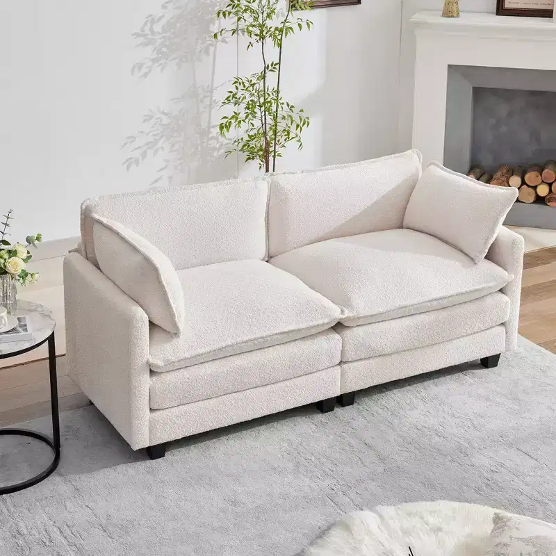 76.8 Loveseat Sofa for Living Room, Modern 2 Seater Circle Velvet Sofa Couch for Bedroom Office