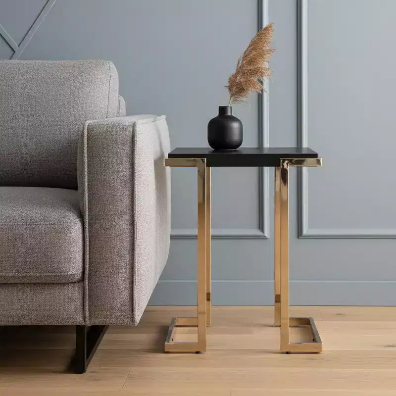HomeRoots 24 Black Geometric Metal Square End Table