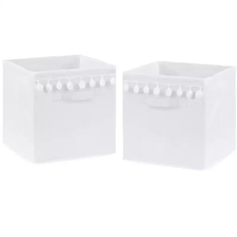 Boy or Girl Gender Neutral Unisex Kids' Decorative Fabric Storage Bins Boho Llama White