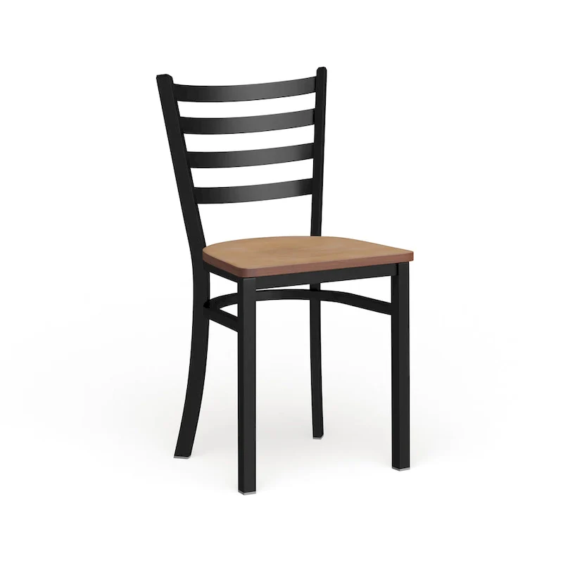 Ladder Back Metal Dining Chair with Wood Seat