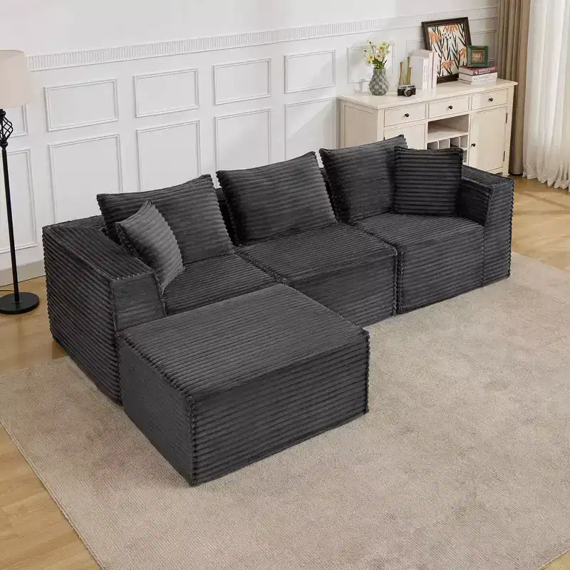 107 Modular Sectional Sofa,Modern Cloud Sectional Couch with Deep Seat, L-Shape Boneless Couch with Chaise for Living Room Apartments Bedroom