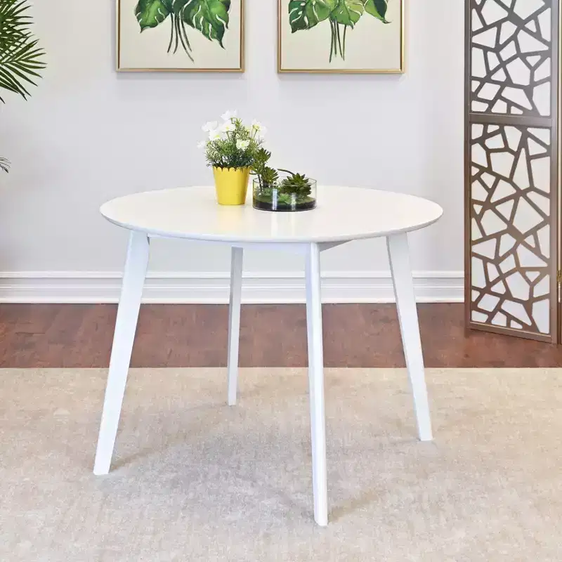 Contemporary Round Dining Table - White, Seats 4