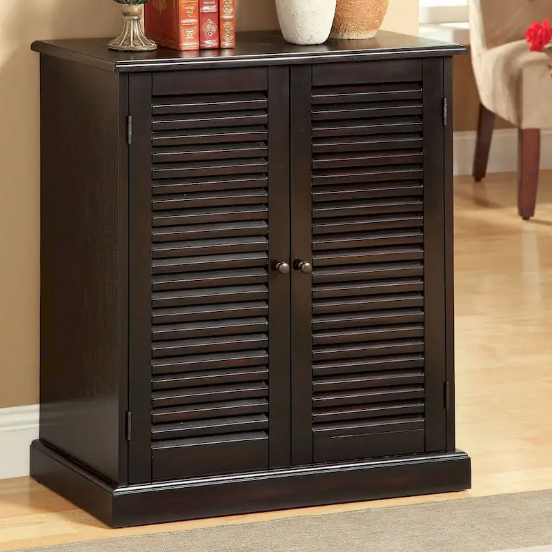 30 Modern Transitional Design 1pc Shoe Cabinet Oak Finish Adjustable Shelves - N/A
