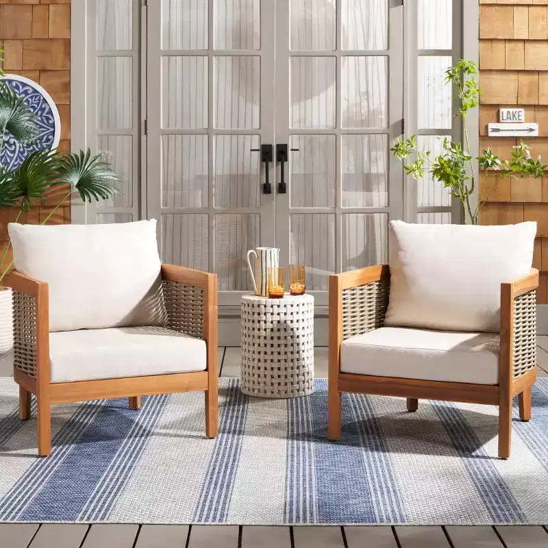 Amanda Patio Chair Indoor/Outdoor (Set of 2) - PAT7089 - Natural/Taupe - Safavieh