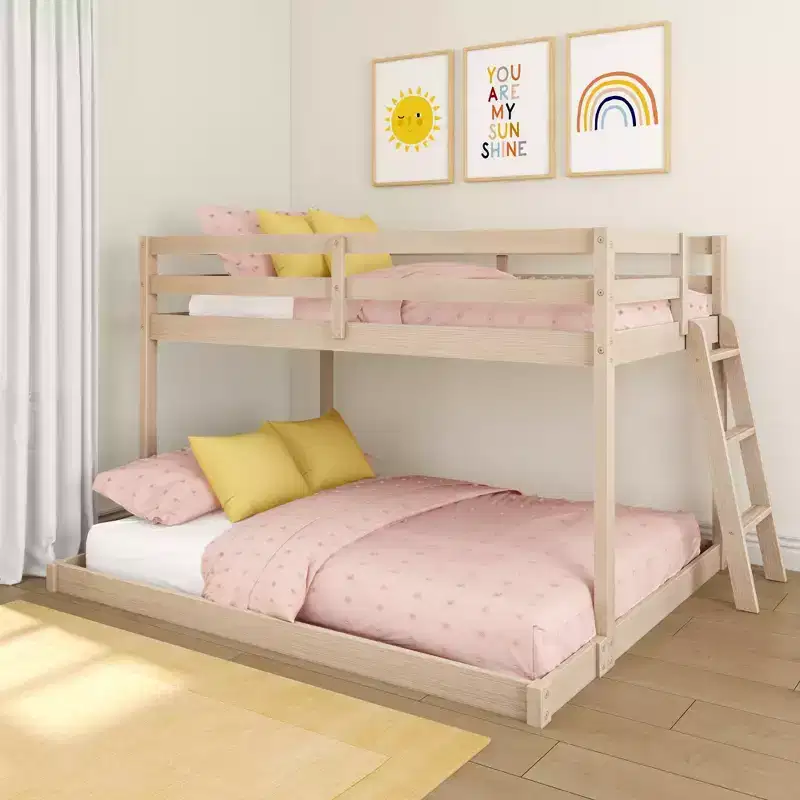 Low Bunk Bed for Kids – Twin over Full, Engineered Wood, 400 lbs, 49