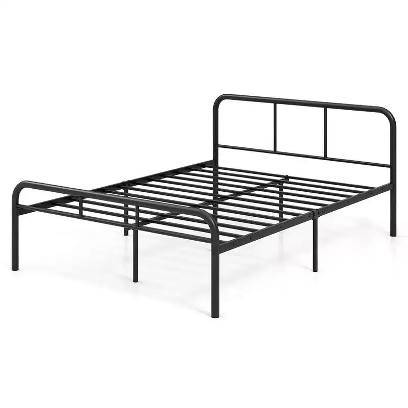 Costway Full Size Bed Frame Metal Platform Bed Base w/ Headboard & Footboard Black