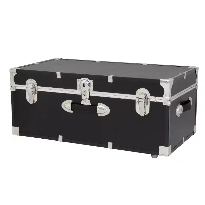 Seward Rover 30" Trunk with Wheels and Lock Black: Wheeled Camp Storage, MDF & Steel, 60 lb Capacity