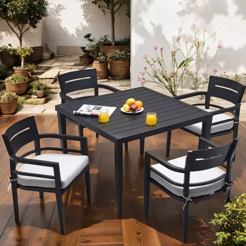 Christopher Knight Home Outdoor 5pcs Aluminum 40 Square Dining Set with Sunbrella Fabric