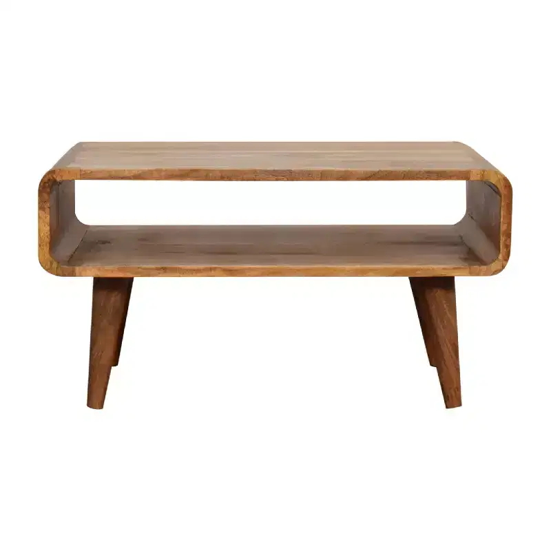 HomeRoots 26 Brown Solid Wood Open Shelving TV Stand