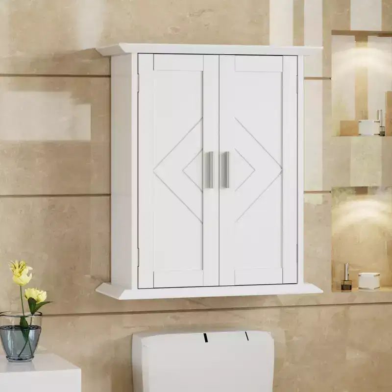 Modern Bathroom Storage Cabinet with Adjustable Shelves, Freestanding Floor Cabinet for Bathroom, Entryway & Small Spaces, White