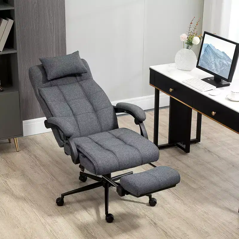 High-Back Executive Office Chair with Headrest and Retractable Footrest