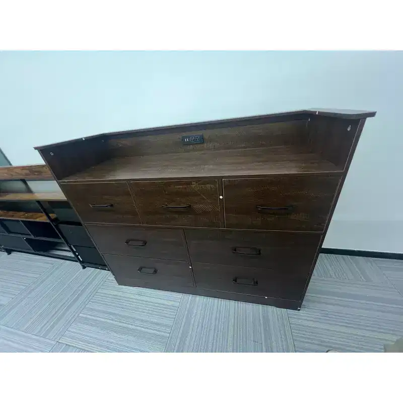 6-Drawer Wooden Dresser with LED Lights & Power Outlet
