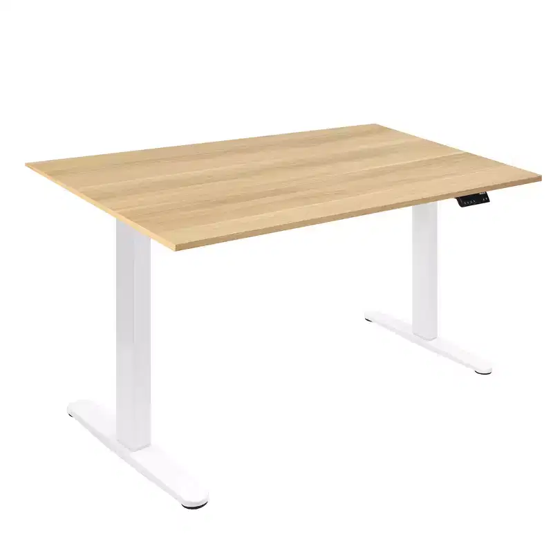 Dual Motor Electric Standing Desk with 55 Tabletop, Maple & White