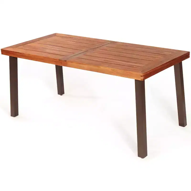 Orange & Brown Rectangular Dining Table, Acacia Wood, Seats 4