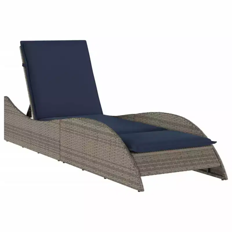 vidaXL Sun Lounger with Cushion 23.6x80.7x28.7 Poly Rattan