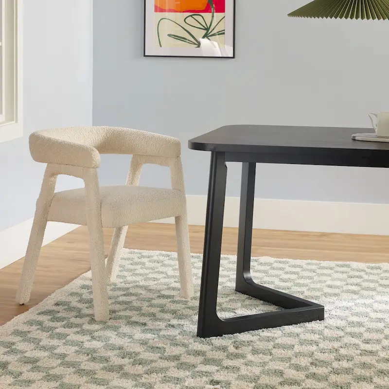 Solid Wood Dining Table w/ Full Fabric Chairs