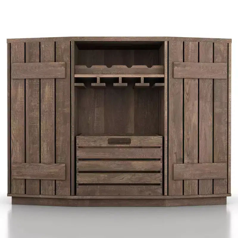 HOMES: Inside + Out Candy Plank Inspired Dining Buffet with Removable Crate Reclaimed Oak: Kitchen Storage, Stemware Rack