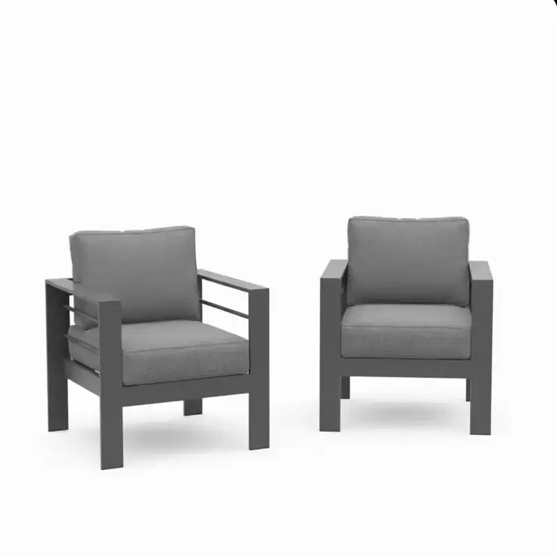 2-Pack 28 All-Weather Aluminum Patio Armchairs with Thick Cushions