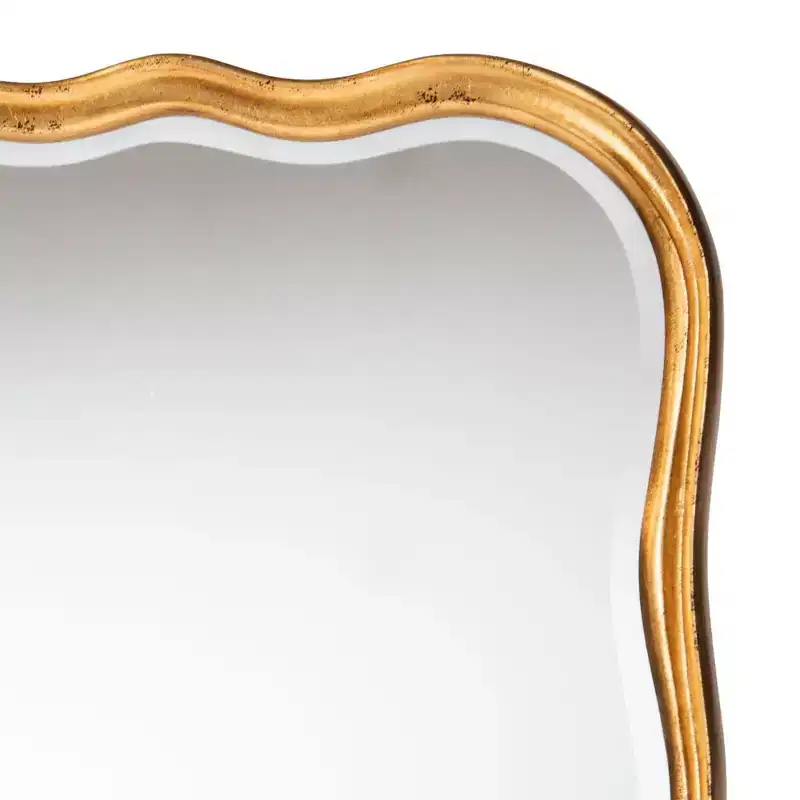 Baxton Studio Fredrika Antique Goldleaf Scalloped Wood Accent Wall Mirror